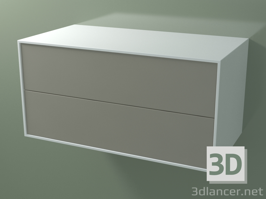 3D modeli Çift kutu (8AUDCB01, Glacier White C01, HPL P04, L 96, P 50, H 48 cm) - önizleme