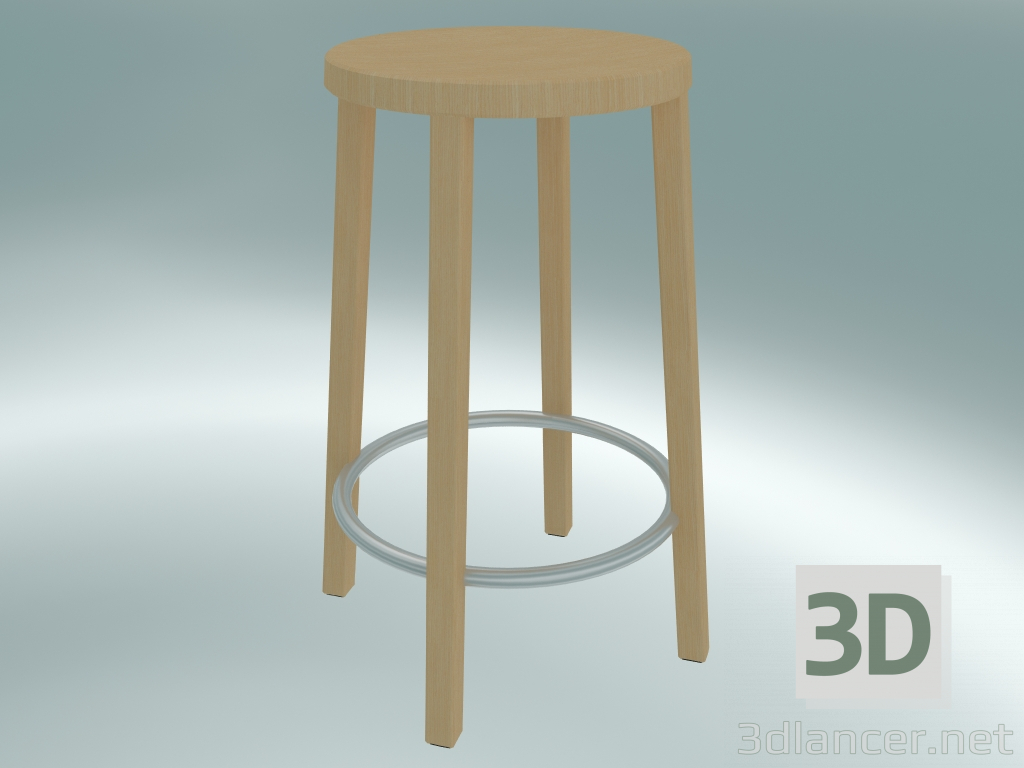 modello 3D Sgabello BLOCCO sgabello (8500-60 (63 cm), frassino naturale, alluminio sabbiato) - anteprima