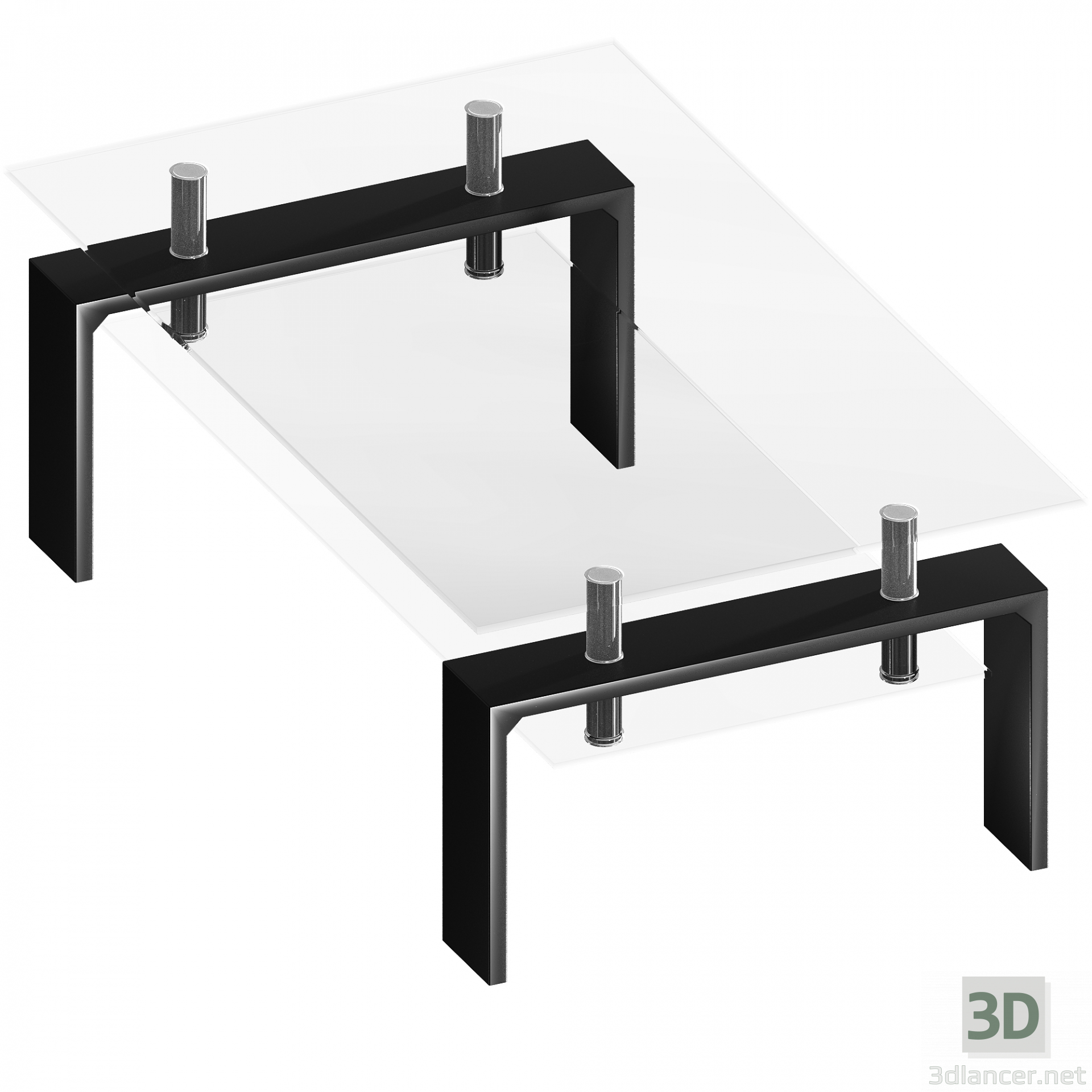 mesa de vidrio 3D modelo Compro - render