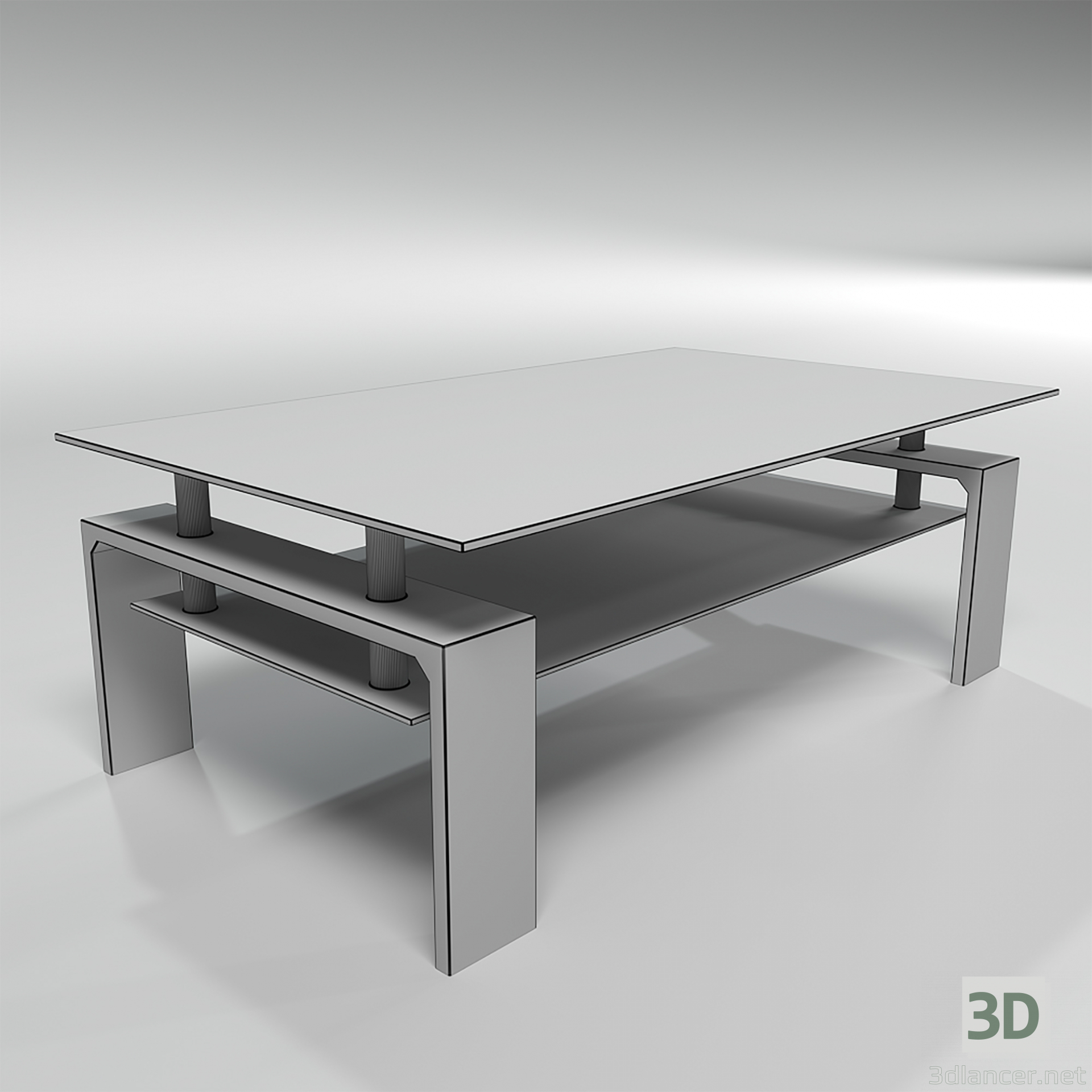 mesa de vidrio 3D modelo Compro - render