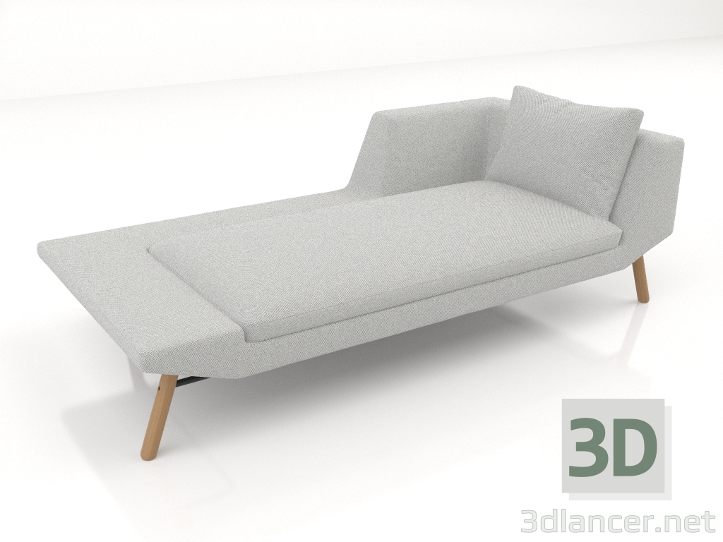 3d model Chaise longue 207 con reposabrazos a la derecha (patas de madera) - vista previa