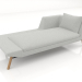 modello 3D Chaise longue 207 con bracciolo a destra (gambe in legno) - anteprima