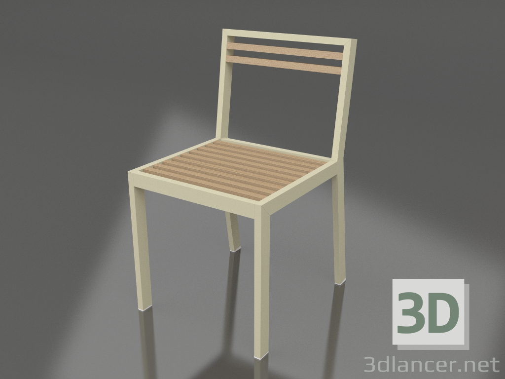 modello 3D Sedia da pranzo (Oro) - anteprima