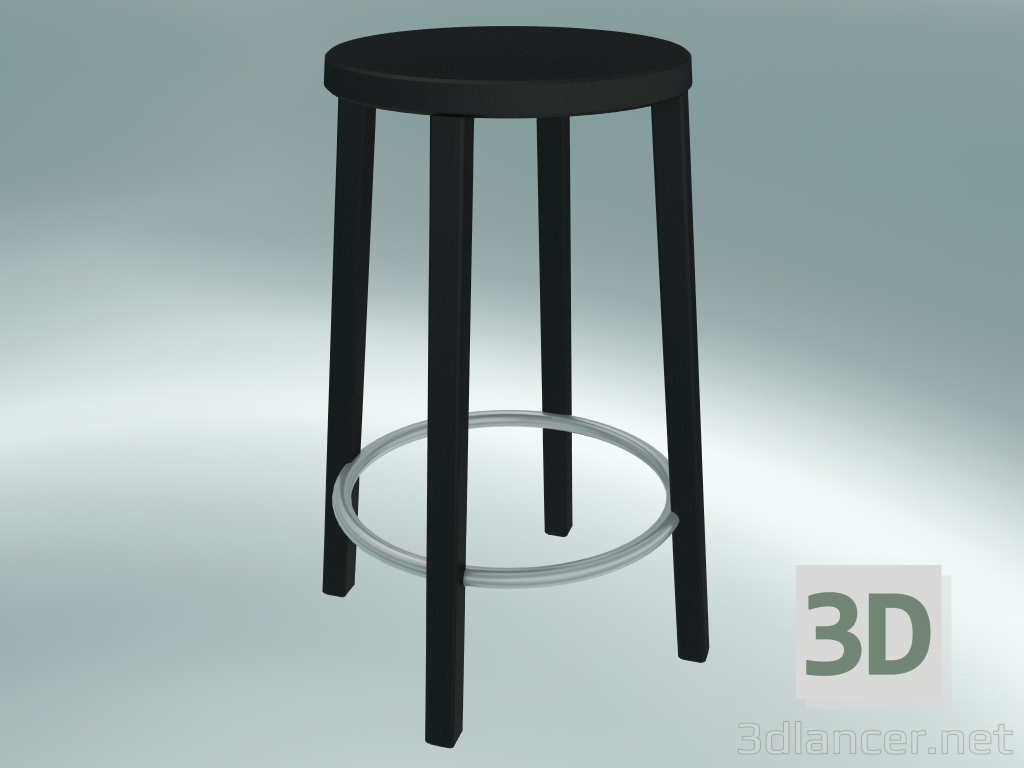 Modelo 3d Banqueta BLOCCO (8500-60 (63 cm), cinza lacado a preto, alumínio lixado) - preview