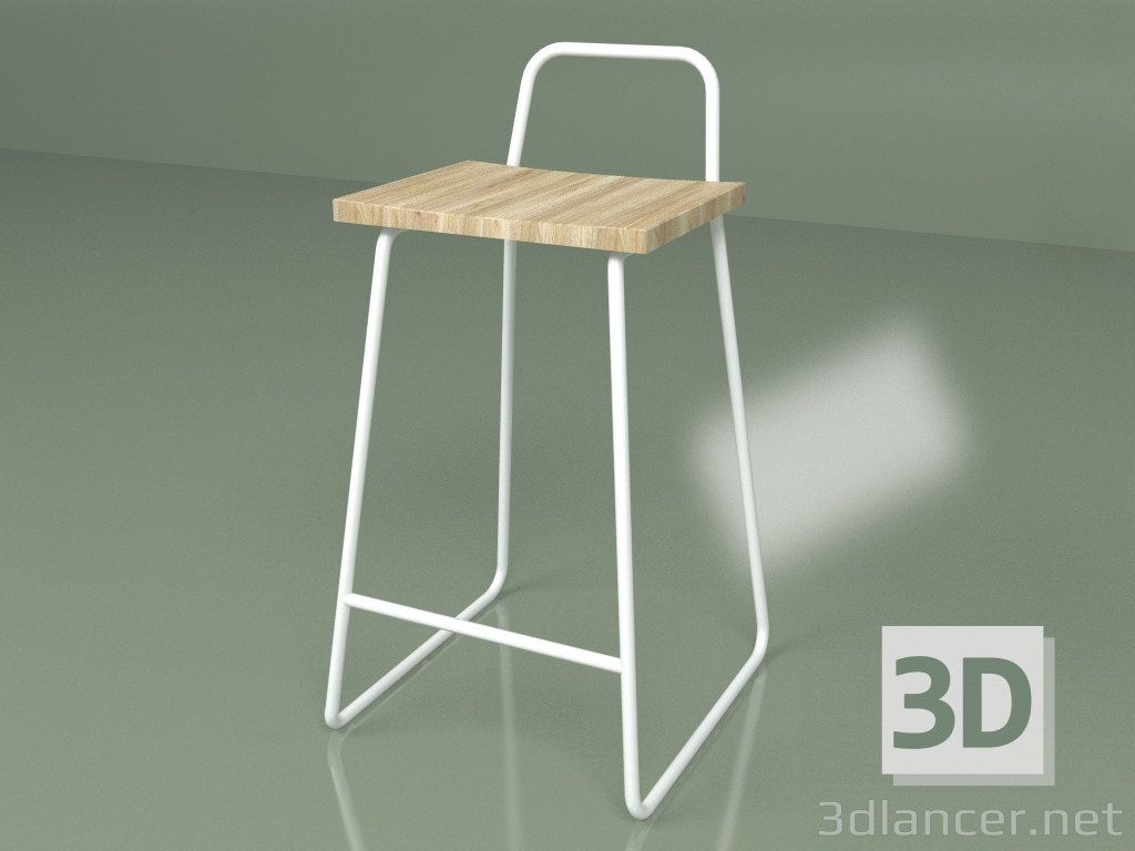 modello 3D Sgabello da bar (bianco) - anteprima