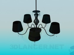 Dark chandelier with glass spirals