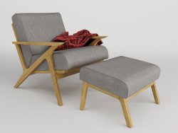 lounge_armchair_with_pouf (hölzerner Liegestuhl mit Hocker)