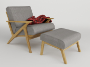 lounge_armchair_with_pouf (Chaise longue in legno con pouf)