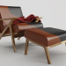 modello 3D di lounge_armchair_with_pouf (Chaise longue in legno con pouf) comprare - rendering