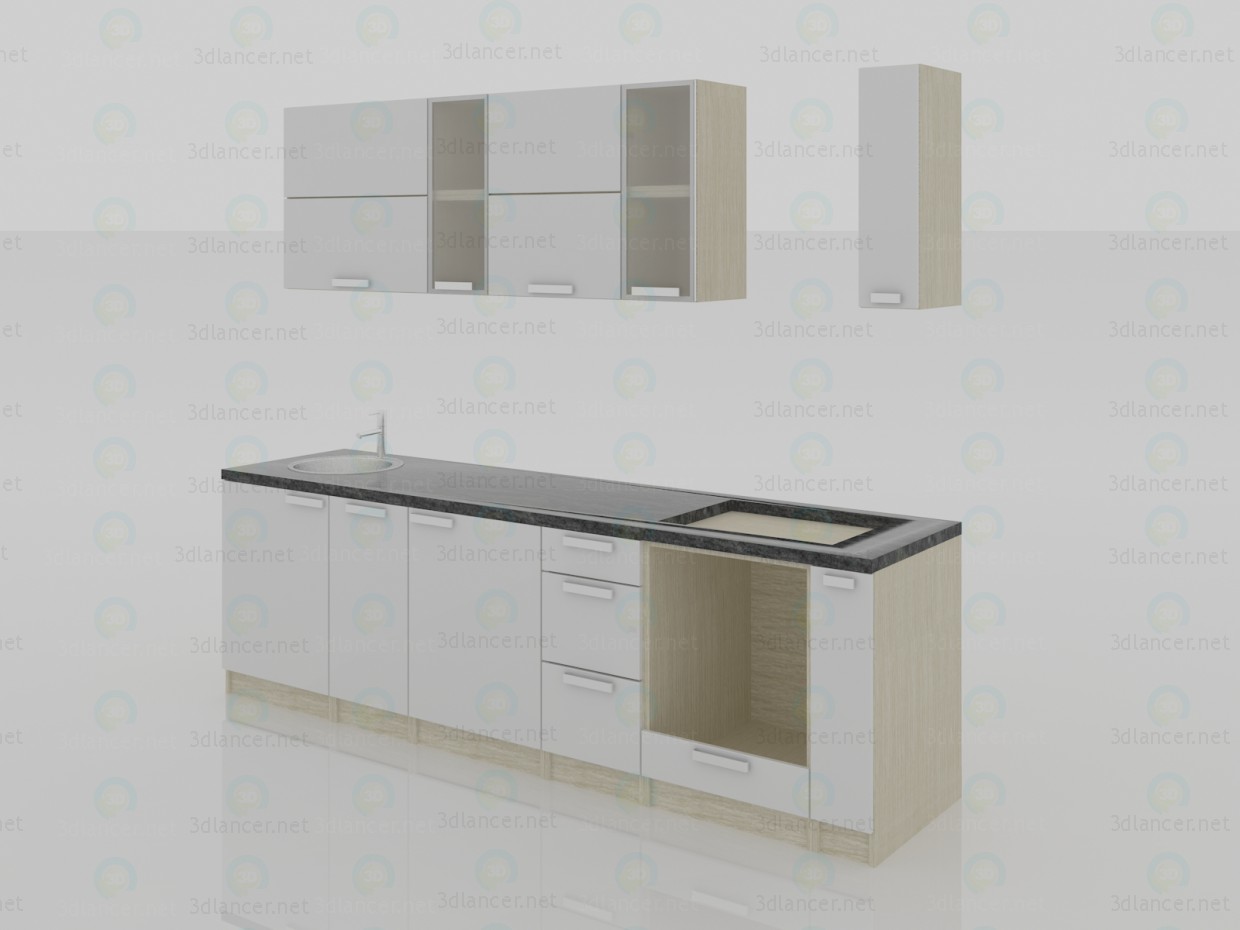 Modelo 3d Minimalismo de 2800x600x2200(h) de cozinha - preview