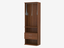 The element of the furniture wall with a crossbar for hangers and drawers