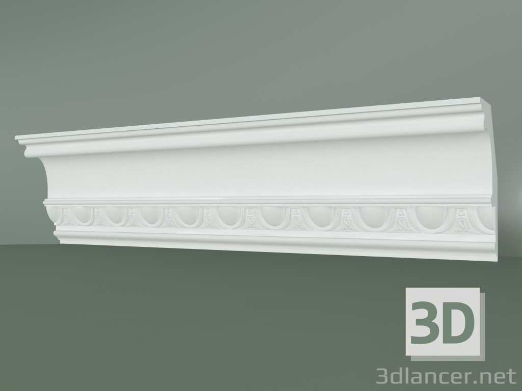 Modelo 3d Cornija de gesso com ornamento KV042-1 - preview