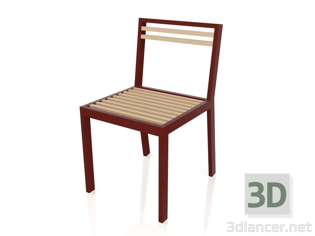 3d model Silla de comedor (rojo vino) - vista previa