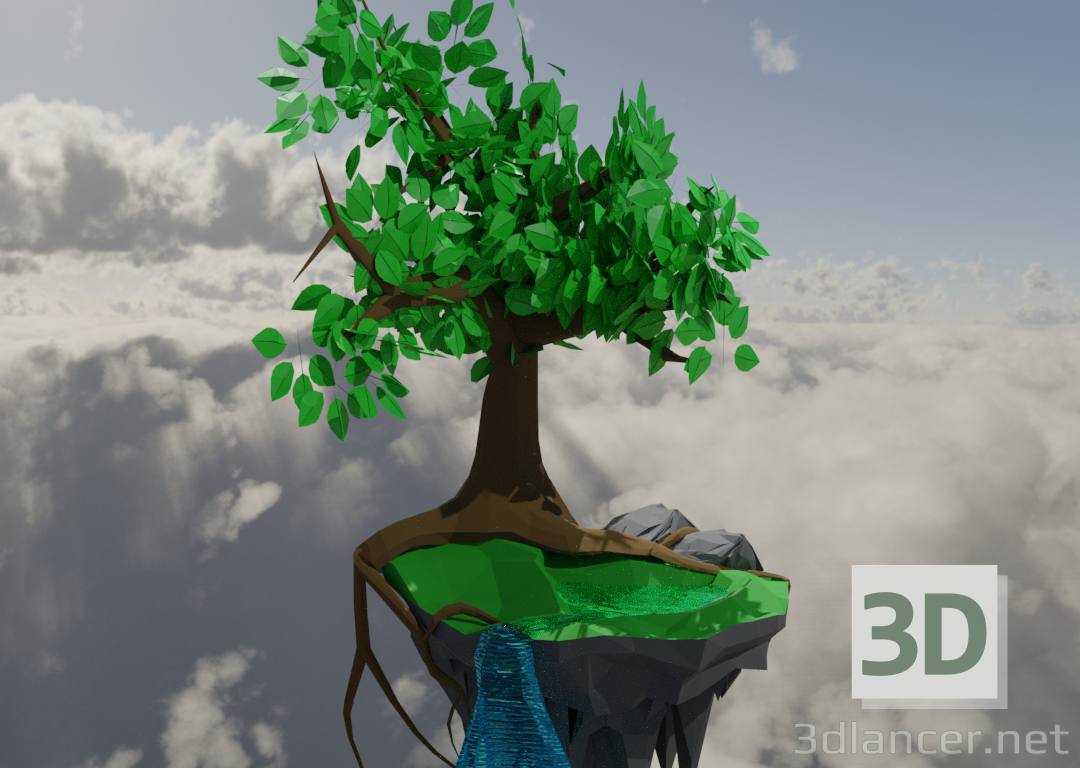 3d model Flying island - preview