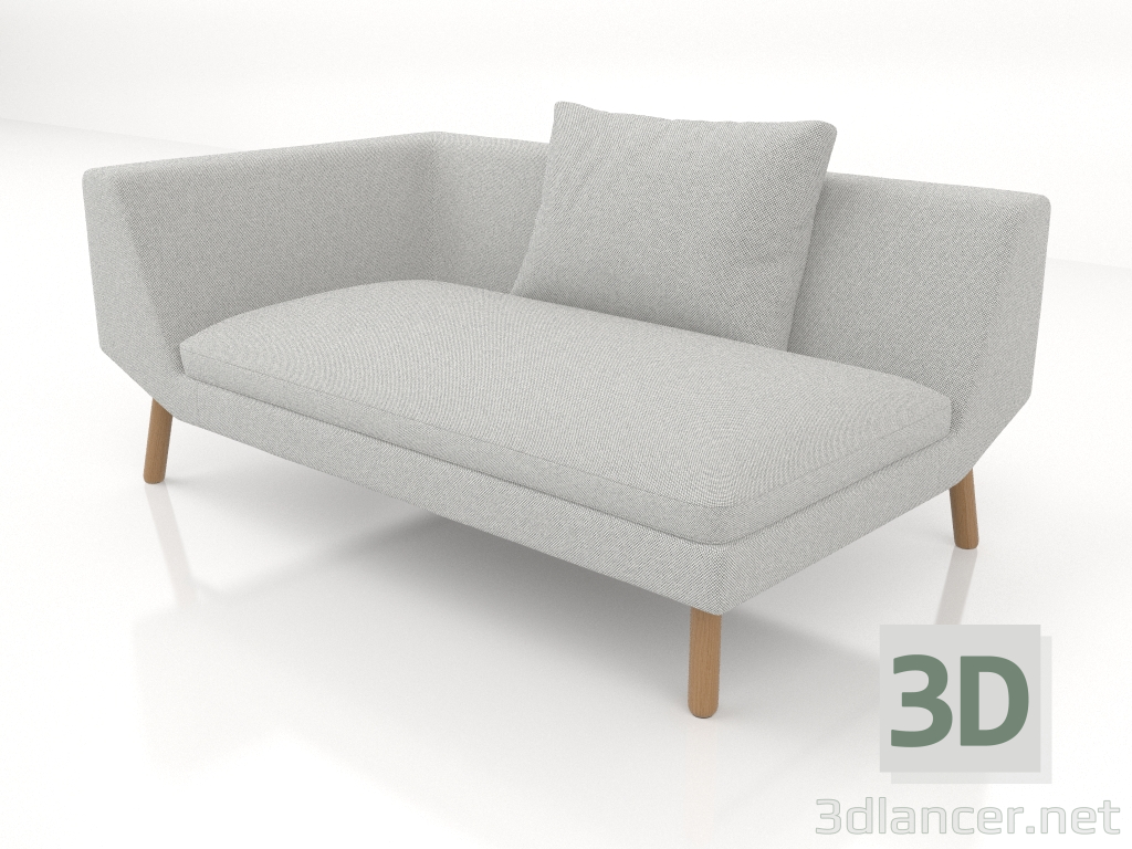 3d model Módulo de sofá final 156 con reposabrazos a la izquierda (patas de madera) - vista previa