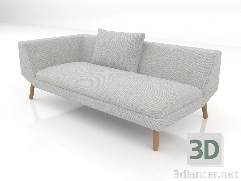 3d model Módulo de sofá final 186 con reposabrazos a la izquierda (patas de madera) - vista previa