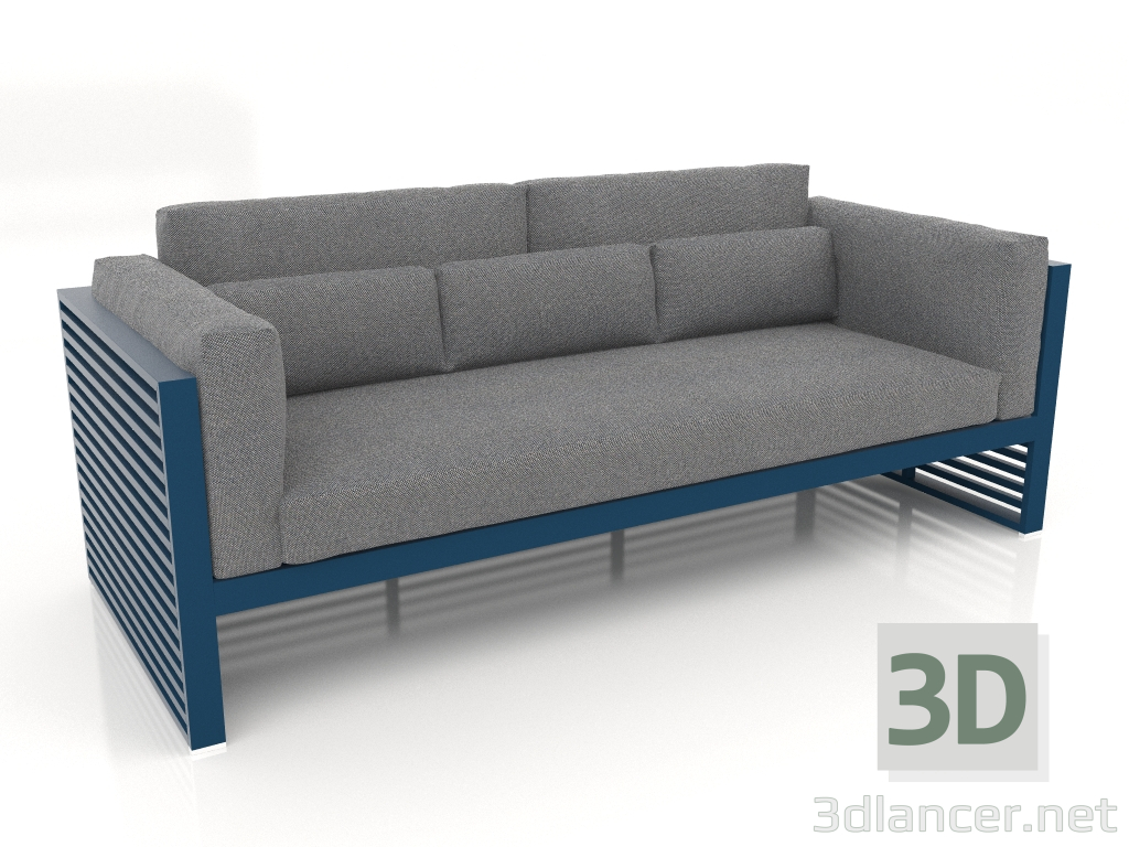 3d model 3-seat sofa with a high back (Grey blue) - preview