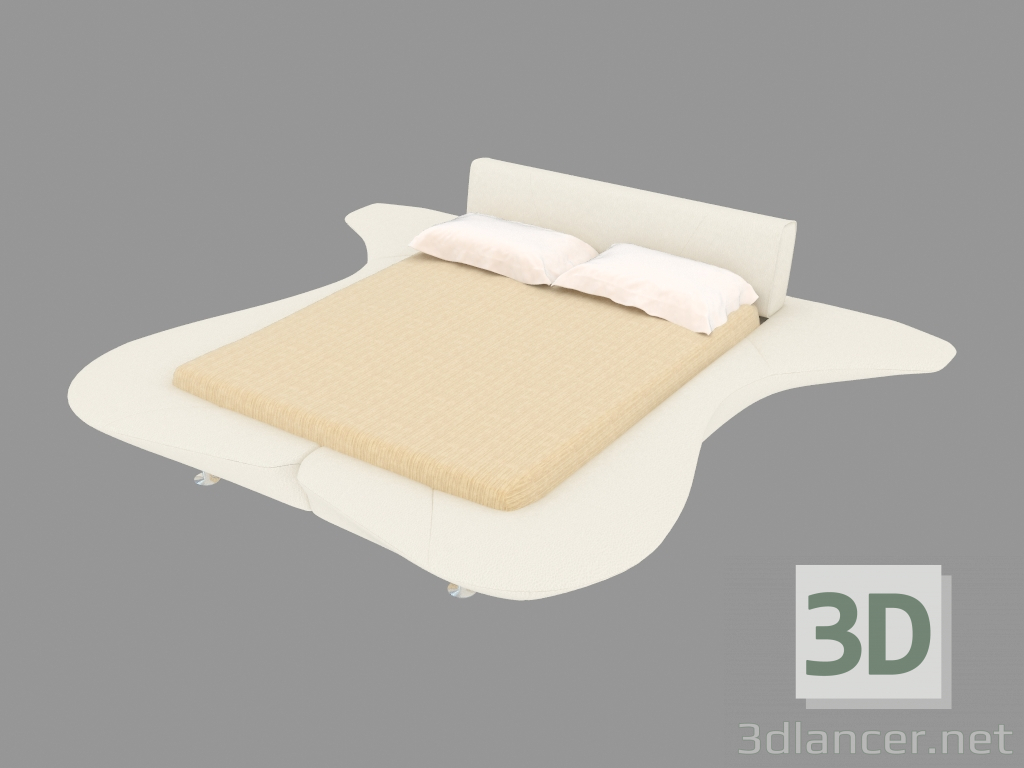 3d model Cama doble con tapicería de cuero GrandPiano - vista previa