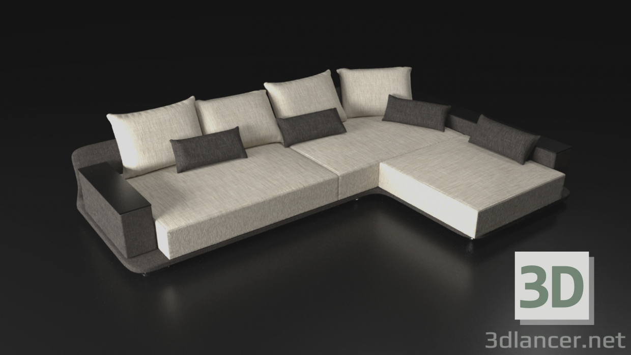 3d model Sofá con chaiselongue - vista previa