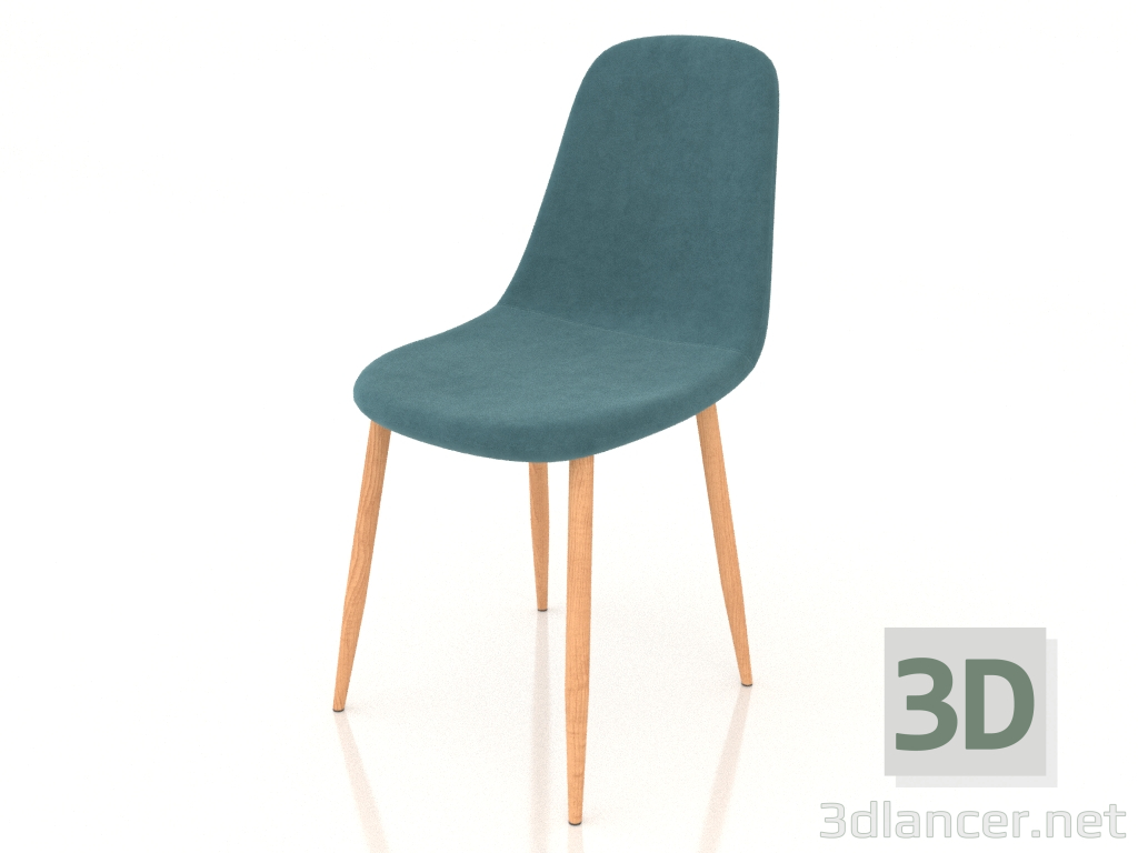 3d model Silla Alister (turquesa-madera) - vista previa