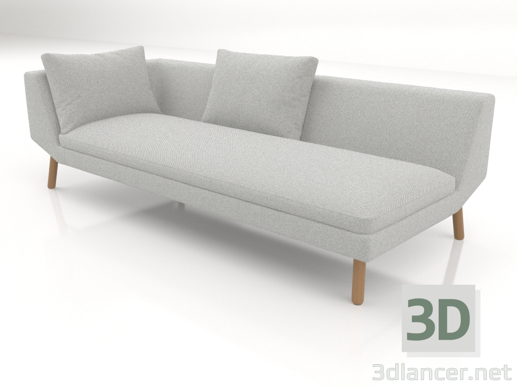 3d model Módulo de sofá final 219 con reposabrazos a la izquierda (patas de madera) - vista previa