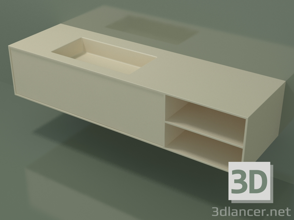 Modelo 3d Lavatório com gaveta e compartimento (06UC924S2, Bone C39, L 168, P 50, H 36 cm) - preview