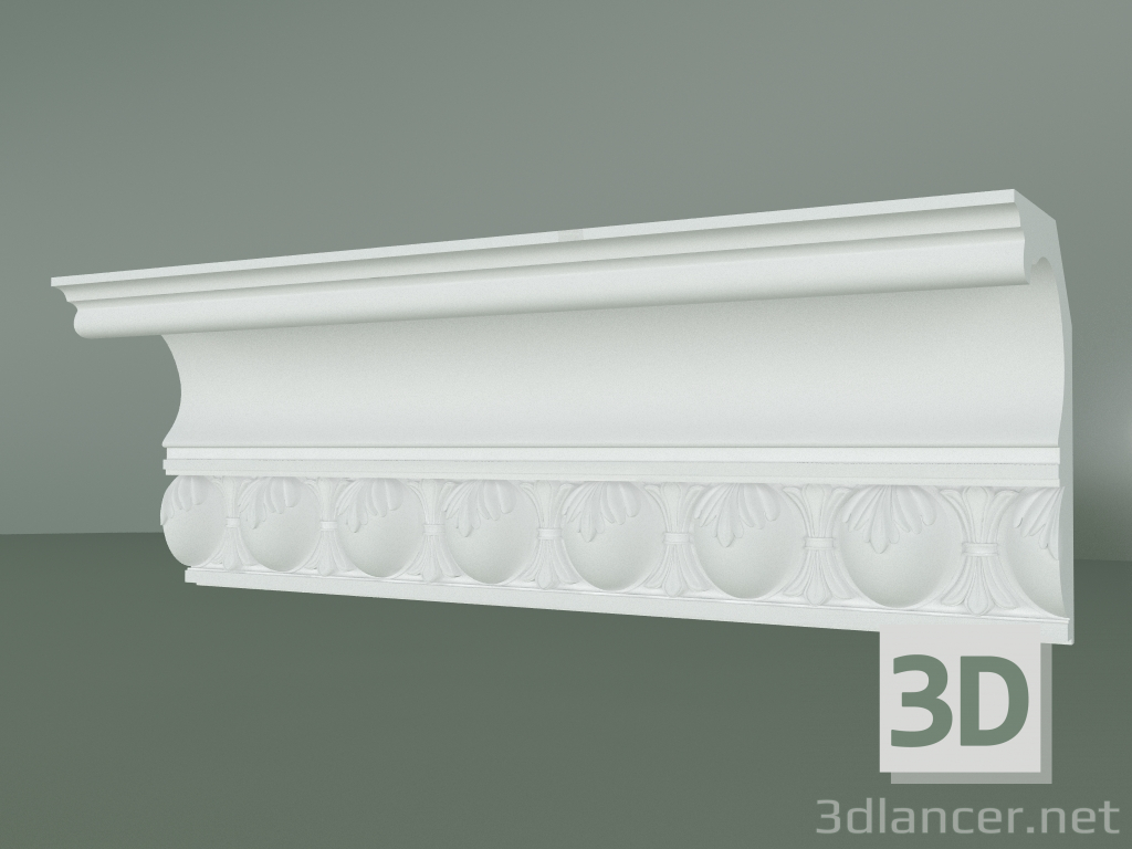 Modelo 3d Cornija de gesso com ornamento KV060 - preview