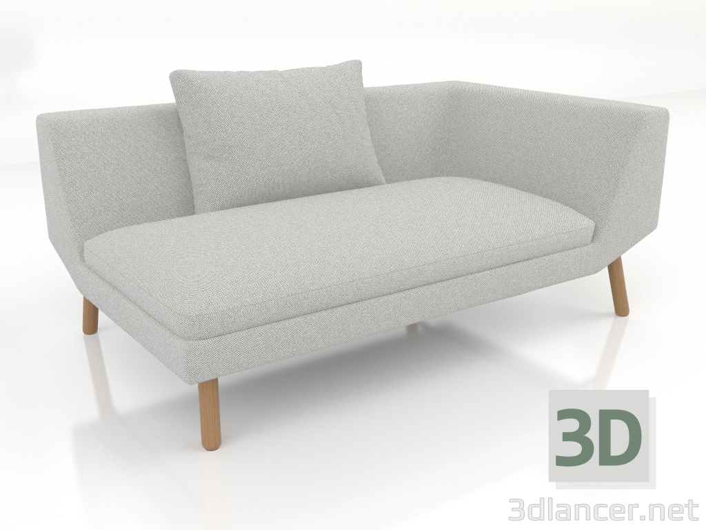 3d model Módulo de sofá final 156 con reposabrazos a la derecha (patas de madera) - vista previa