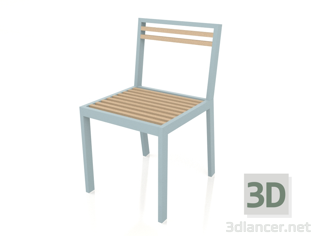 modèle 3D Chaise de salle à manger (bleu gris) - preview