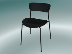 Fauteuil Pavilion (AV3, H 76cm, 50x52.5cm, Chêne teinté noir, Cuir - Soie noire)