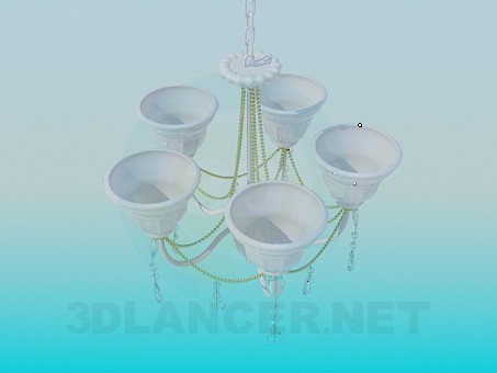 3d model Lámpara Chandelier con pinturas del techo de porcelana - vista previa