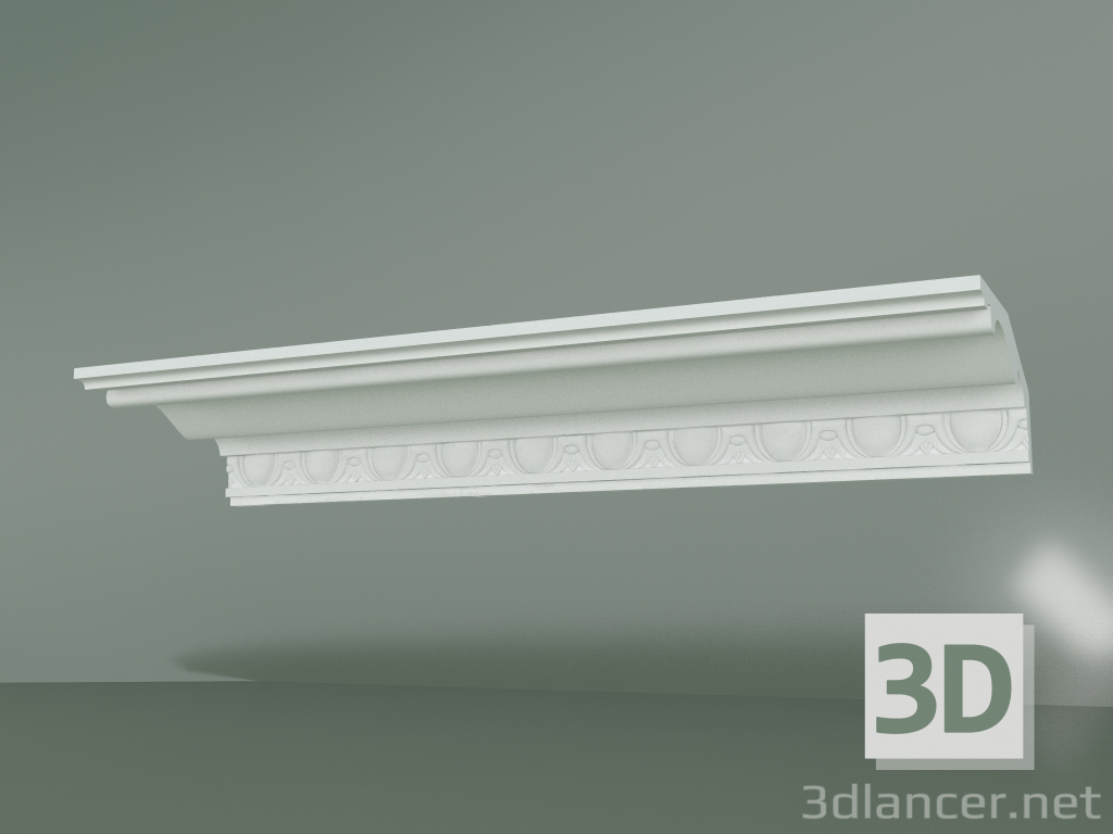 modello 3D Cornicione in gesso con ornamento KV061 - anteprima