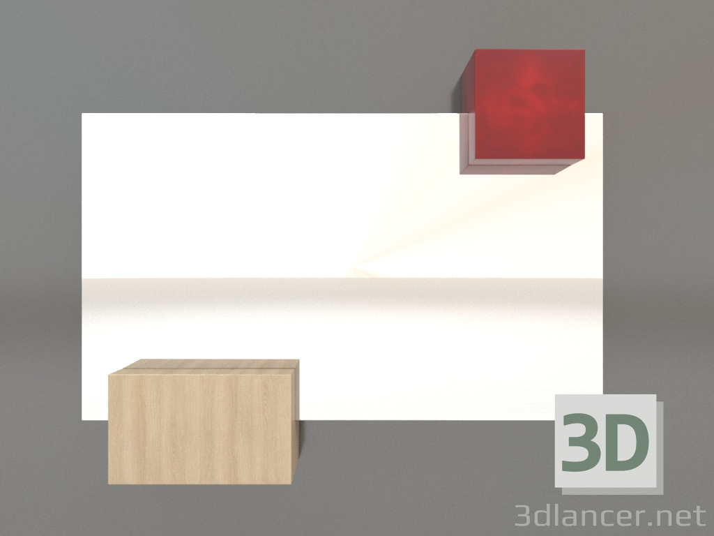 3d model Mirror ZL 07 (753х593, wood white, red) - preview