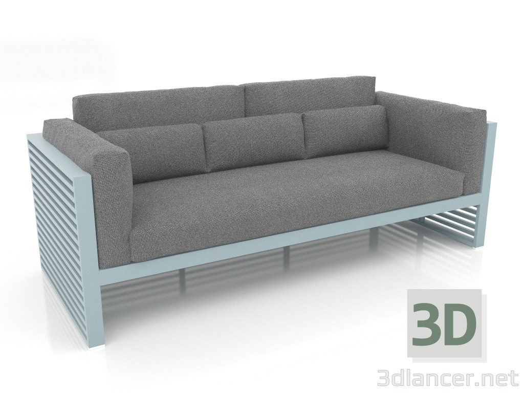 3d model 3-seater sofa with a high back (Blue gray) - preview