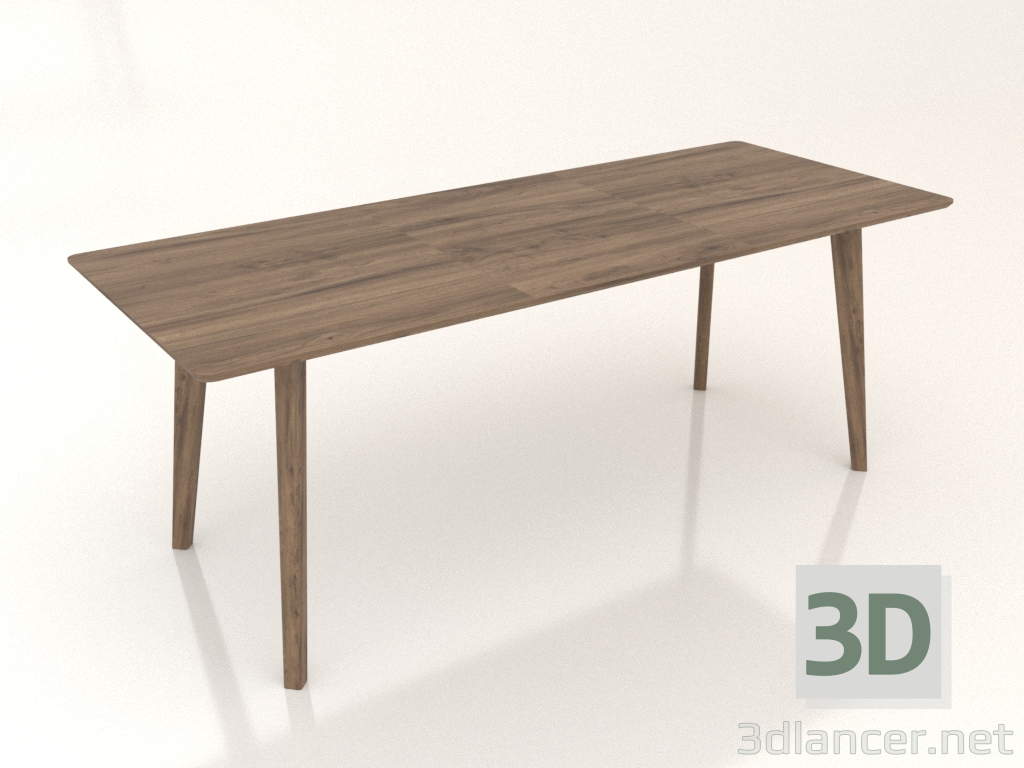 3d model Mesa de comedor nórdica (2000x800, nogal) - vista previa