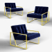 3d Navy velvet chair model buy - render