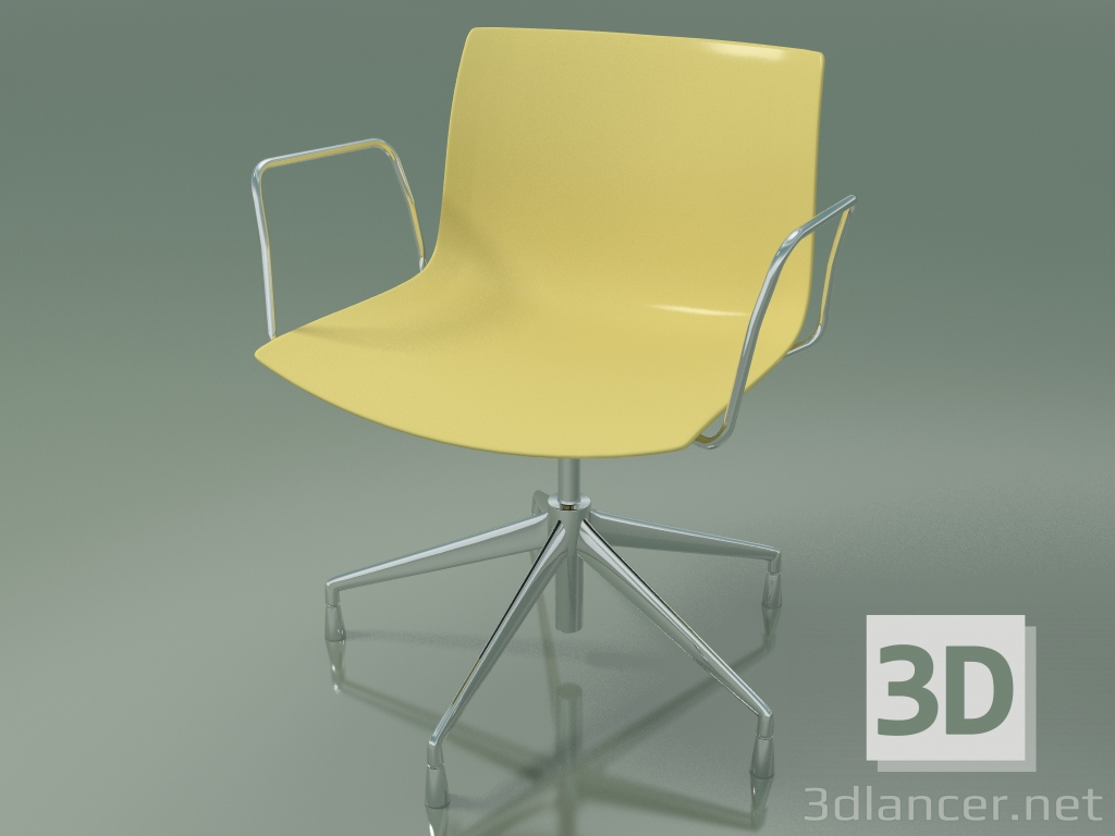 3d model Chair 0233 (5 legs, with armrests, chrome, polypropylene PO00415) - preview