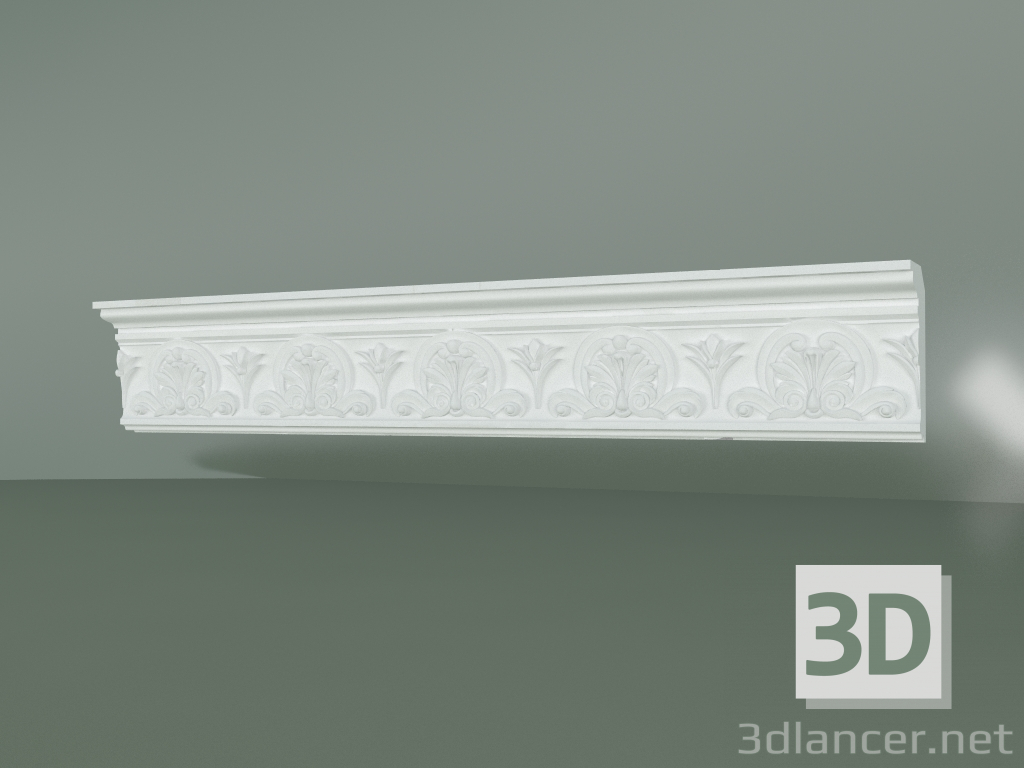 modello 3D Cornicione in gesso con ornamento KV064 - anteprima