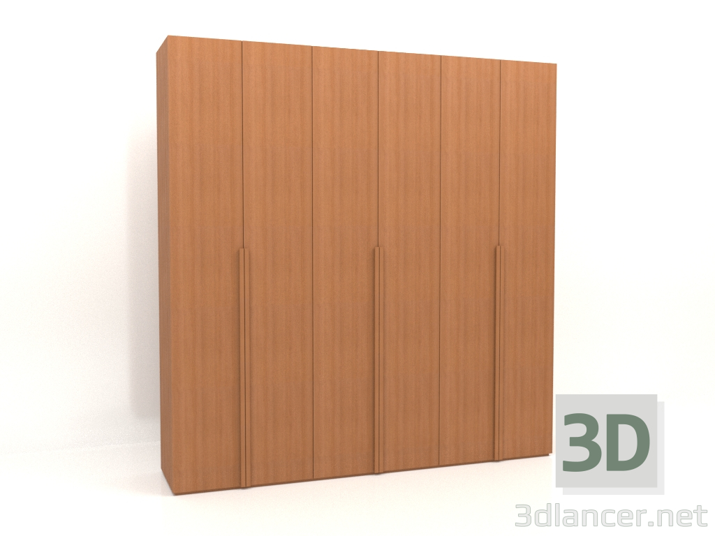 3D modeli Gardırop MW 02 ahşap (2700x600x2800, ahşap kırmızı) - önizleme