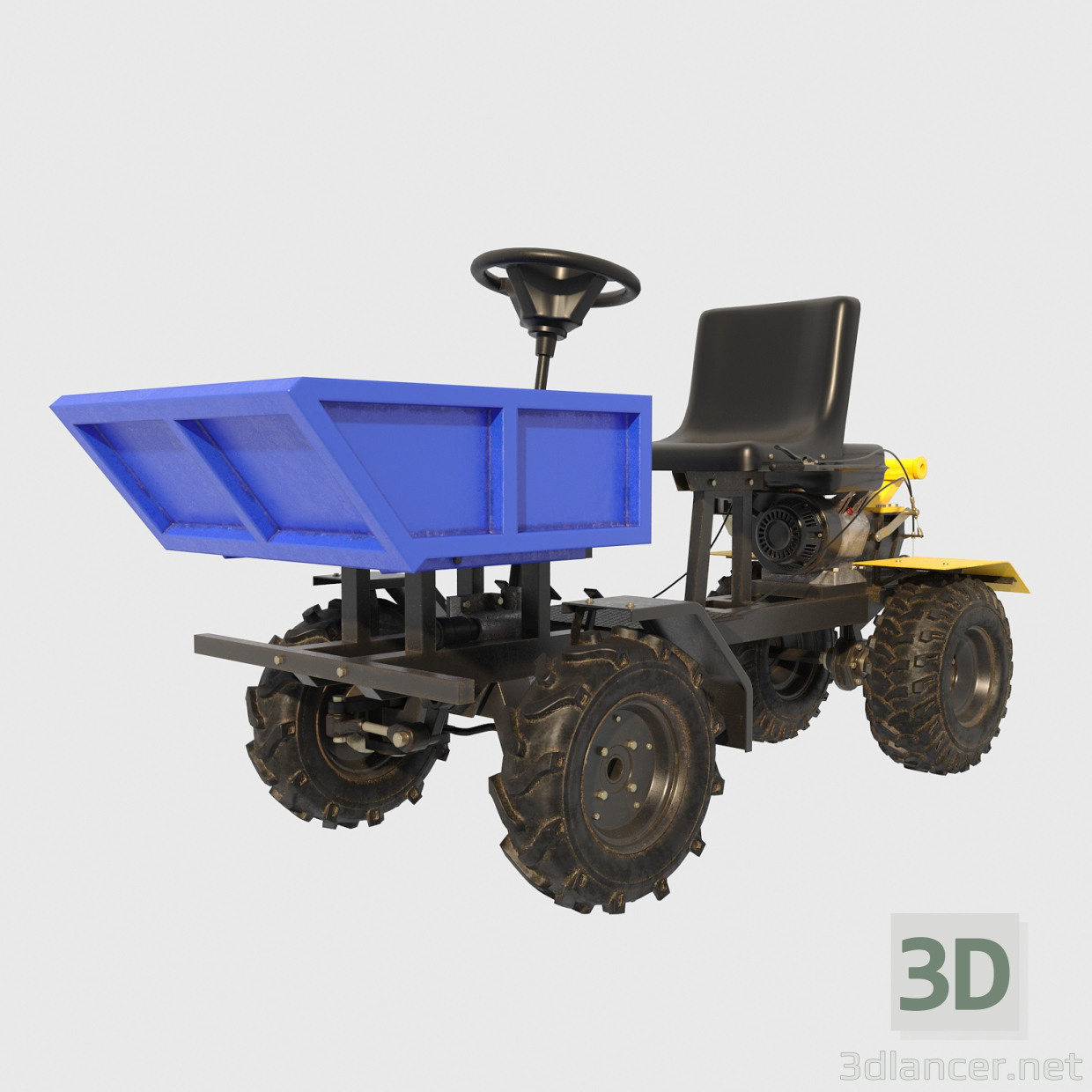 3D Ön adaptörlü motoblok. modeli satın - render