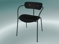 Fauteuil Pavilion (AV4, H 76cm, 52x56cm, Chêne teinté noir, Cuir - Soie noire)