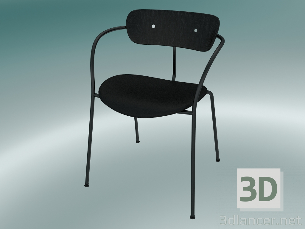 3d model Chair Pavilion (AV4, H 76cm, 52x56cm, Black stained oak, Leather - Black Silk) - preview