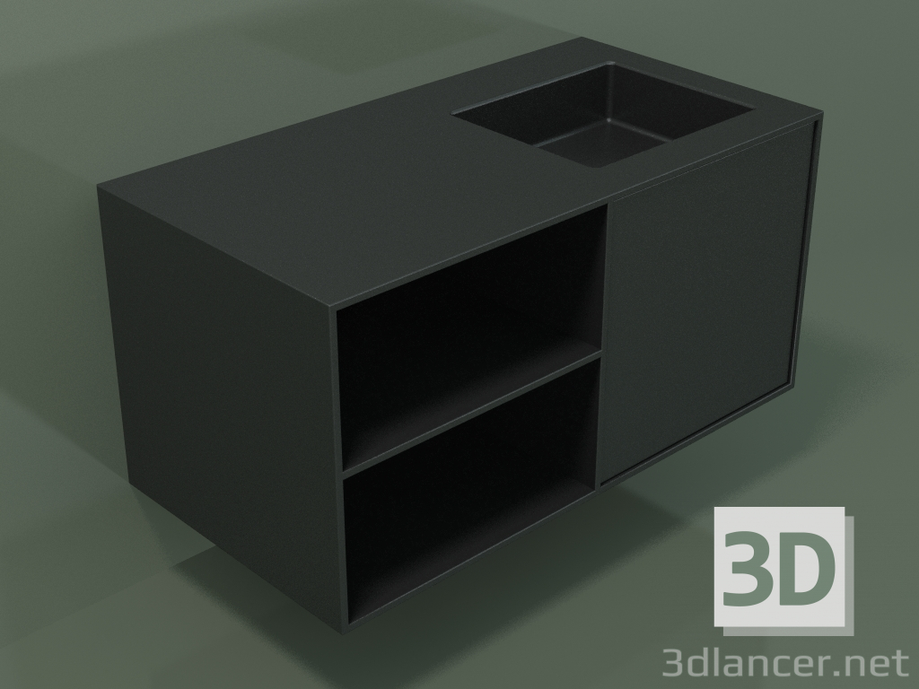 3d model Washbasin with drawer and compartment (06UC534D2, Deep Nocturne C38, L 96, P 50, H 48 cm) - preview