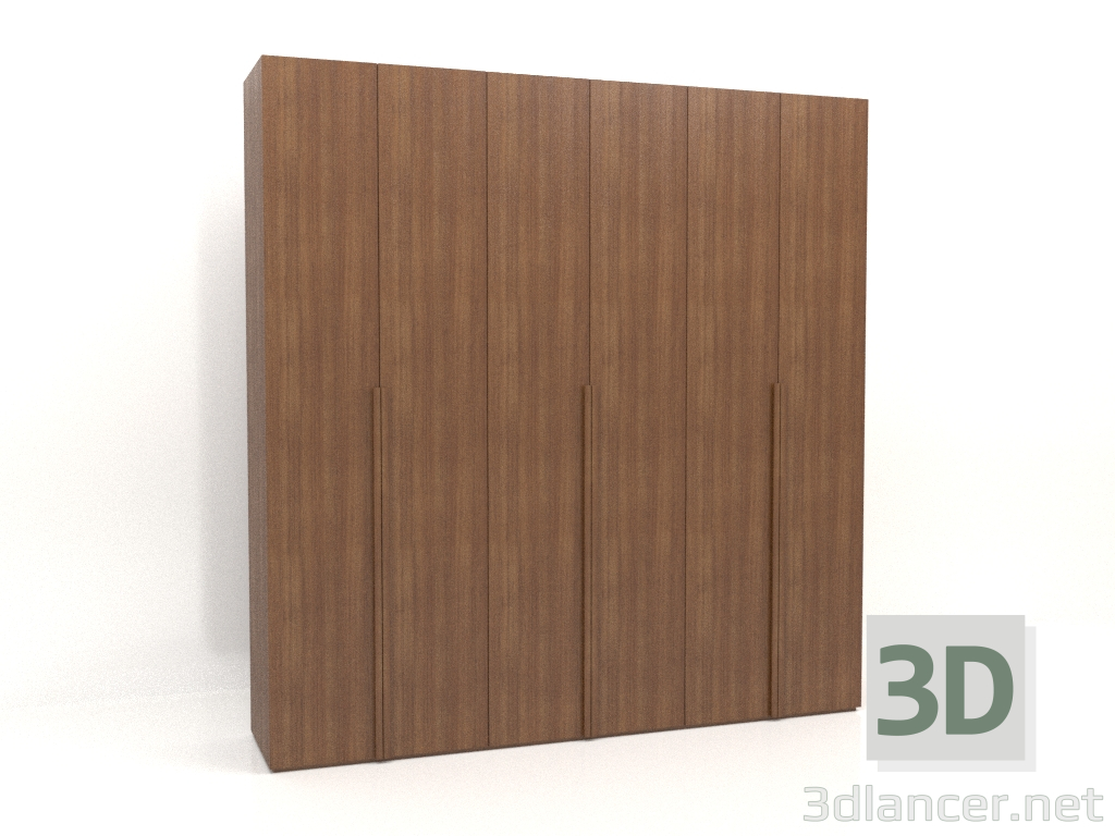 3d model Wardrobe MW 02 wood (2700x600x2800, wood brown light) - preview