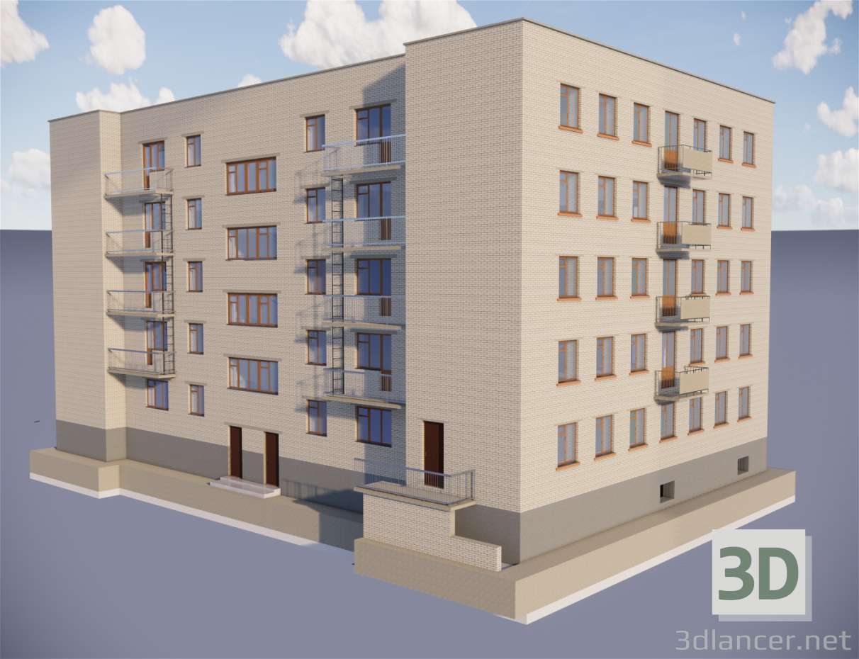 modello 3D di House hostel 164-80-1 serie comprare - rendering