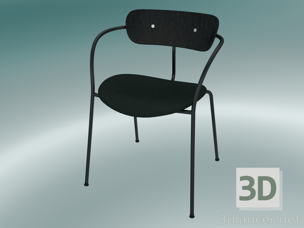 3D modeli Sandalye Döşeme (AV4, H 76cm, 52x56cm, Siyah boyalı meşe, Kadife 1 Orman) - önizleme