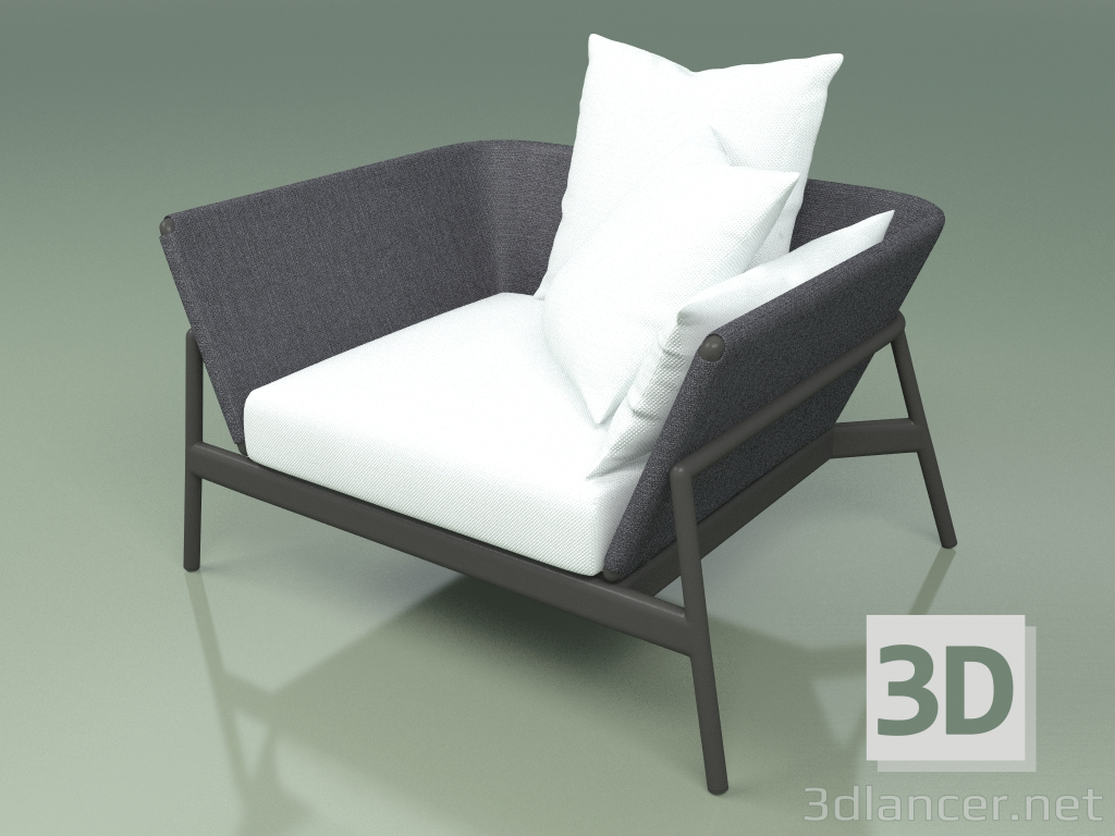 3d model Sofá 001 (Metal Ahumado, Batyline Gris) - vista previa