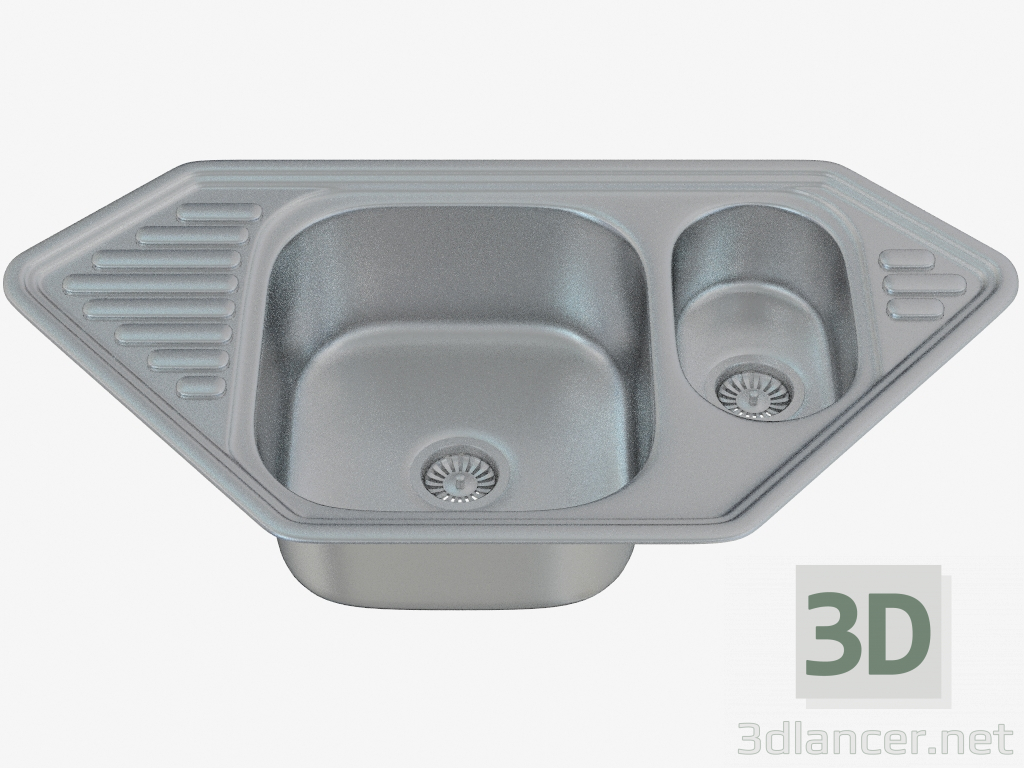 3d model fregadero de la cocina de acero solitario (ZHS-0653 74116) - vista previa