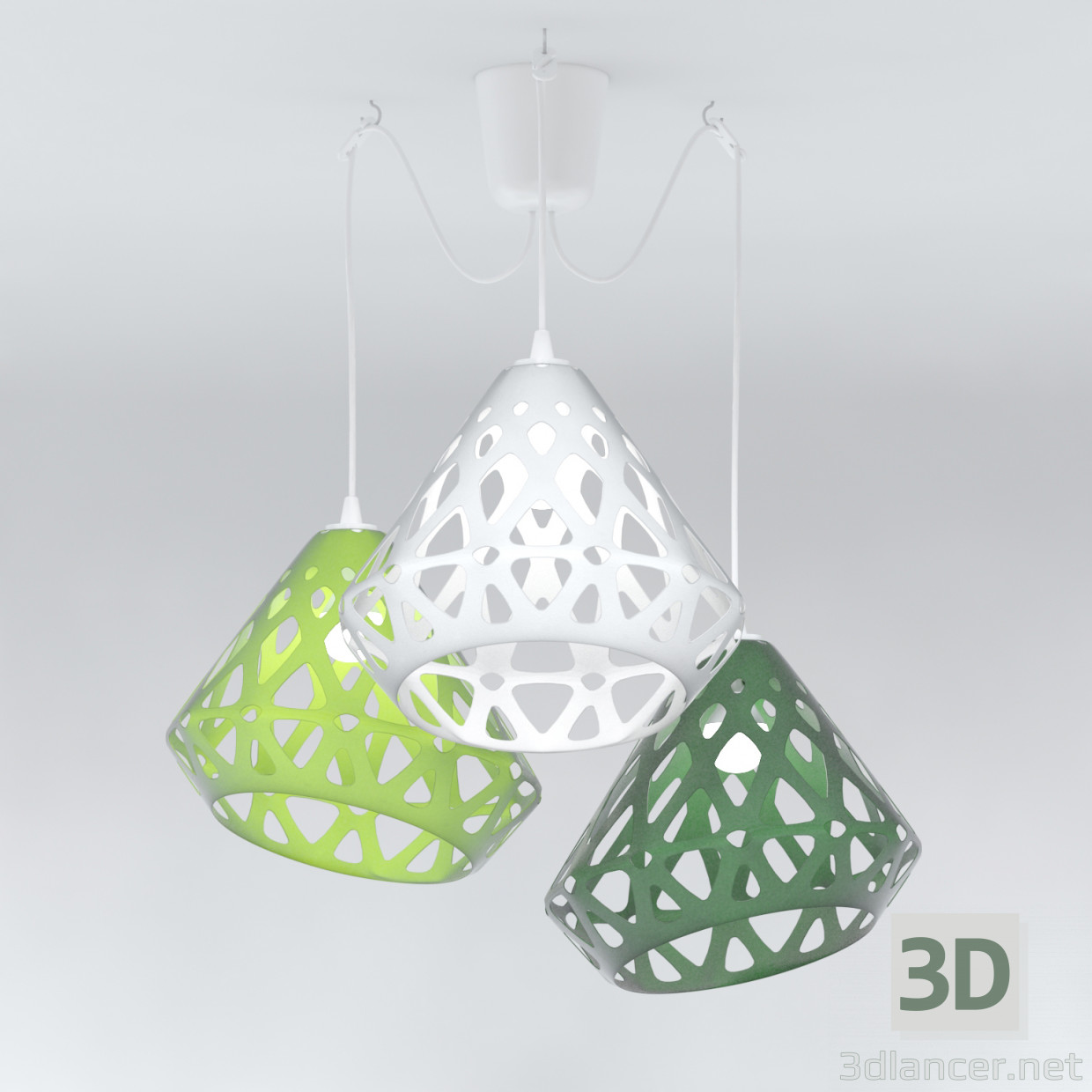 3d model Lámpara de araña luces tricolor - ZAHA LIGHT - vista previa