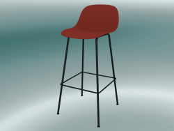 Silla de bar con respaldo y base de tubos de fibra (H 75 cm, rojo polvoriento, negro)